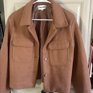 Vigoss women’s Camel Brown Pea Coat with Flap Pockets
